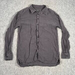 Esby Charcoal Gray Linen Long Sleeve Button Down Shirt Men's Size Small